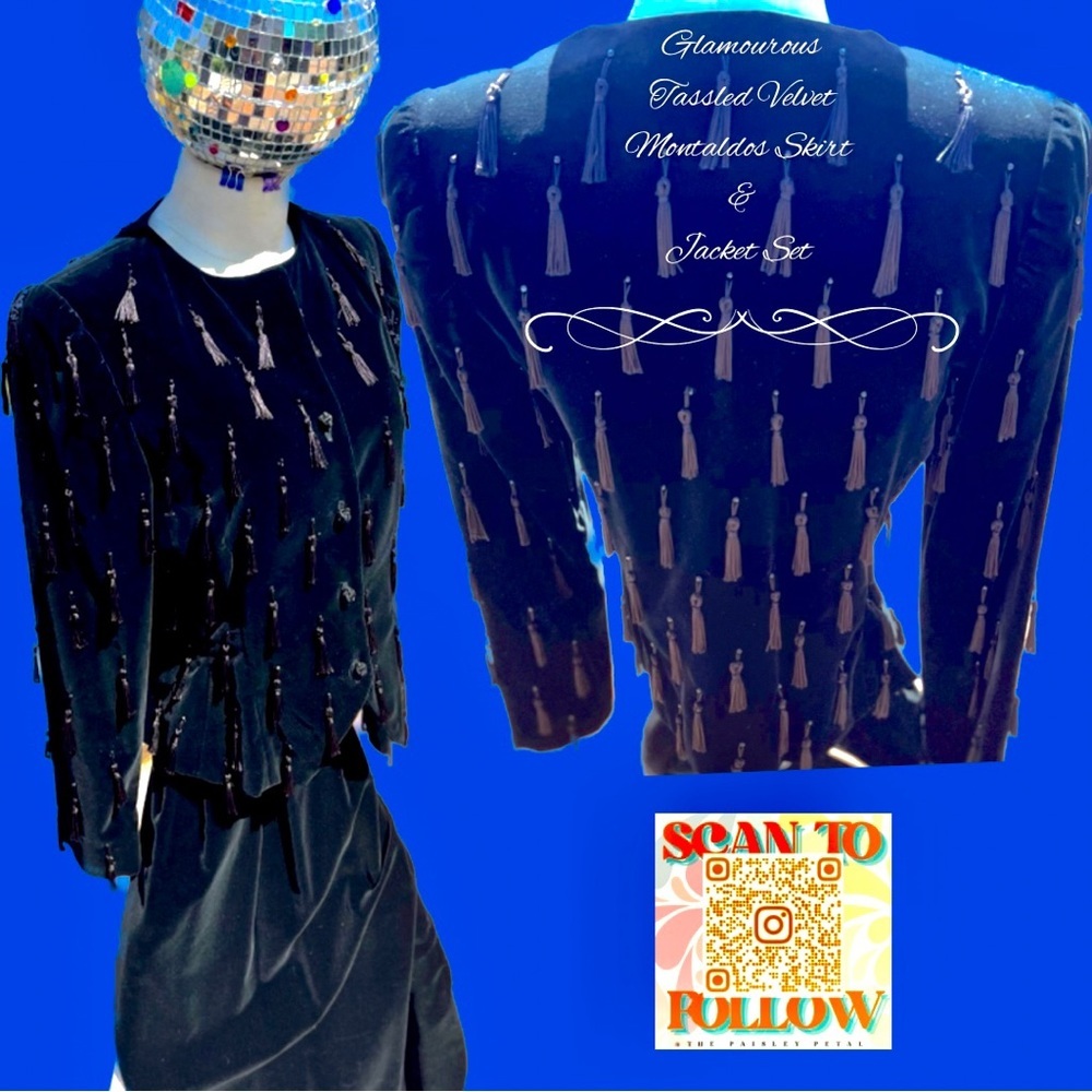 VELVET TASSLED JACKET WITH MATCHING MAXI SKIRT